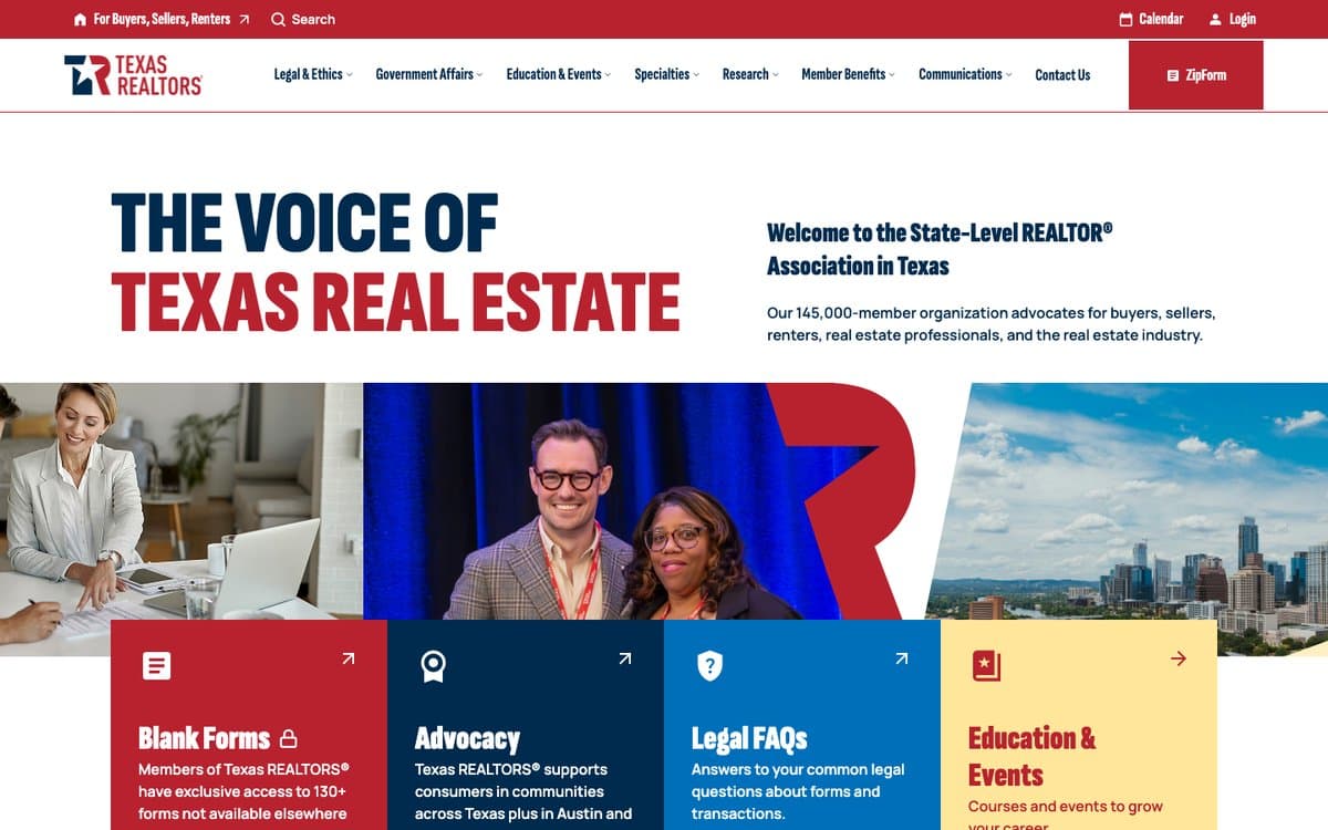 The Texas REALTORS® website homepage